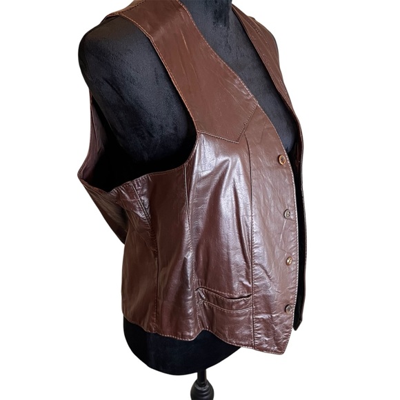 Brown Leather Vest - Picture 2 of 16